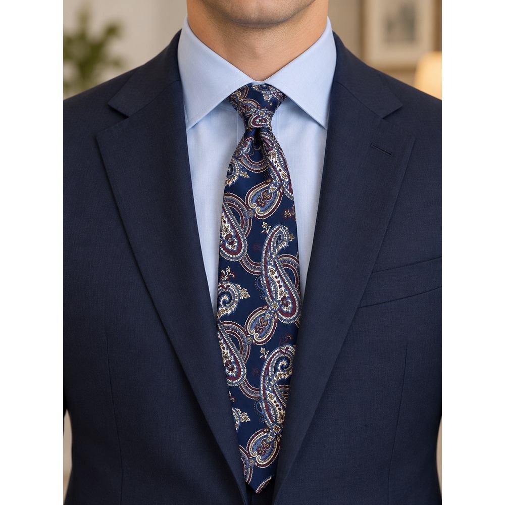 Vintage Polo Ralph Lauren Tie Men 3.5" Navy Paisley Silk Preppy Ivy Made in USA